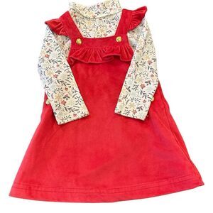 Tahari Red Christmas Holiday Jumper Dress and Festive Turtleneck Set